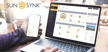 Sunsynk monitoring software on laptop and phone